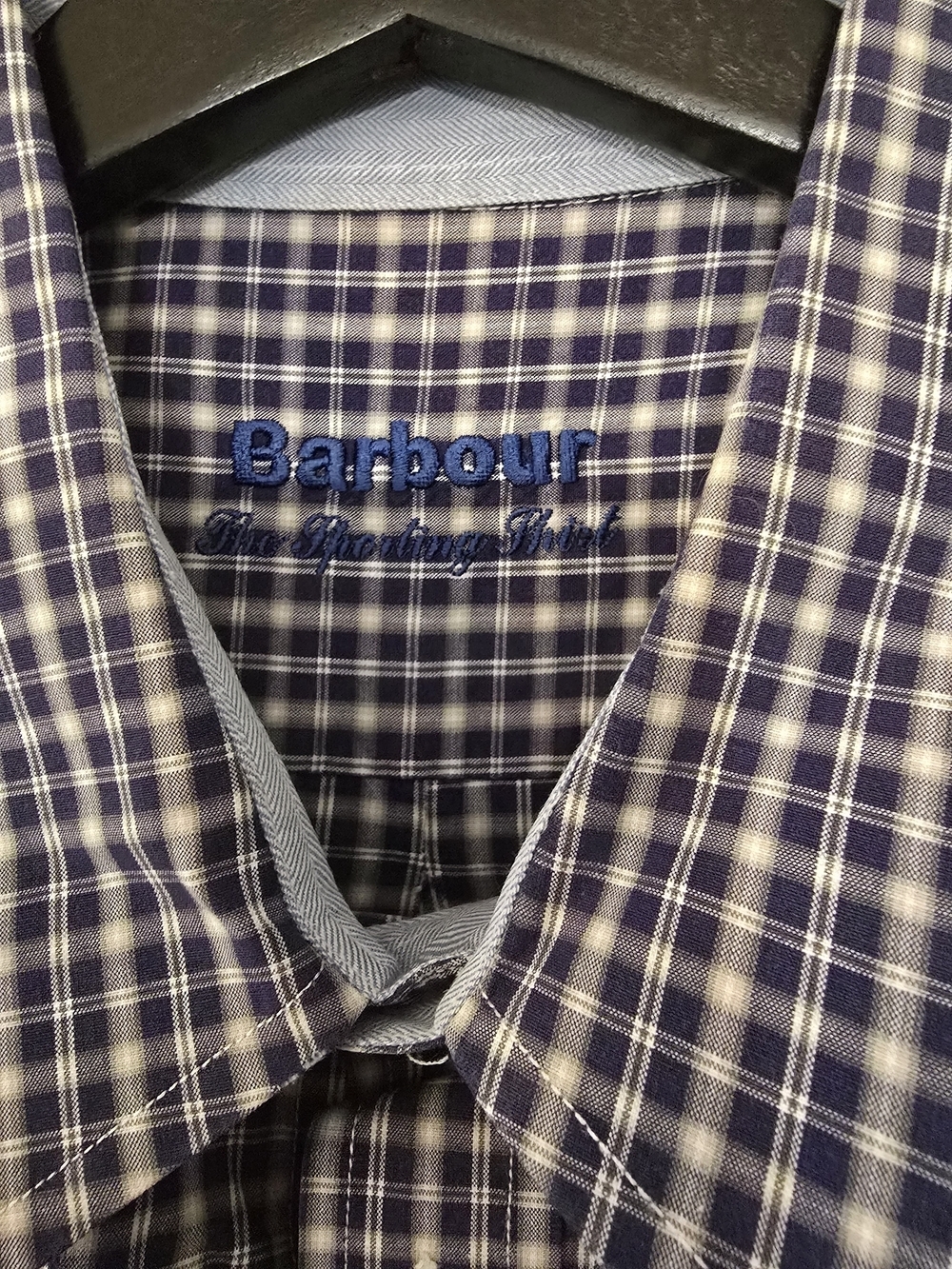 Barbour Navy and White Check Button-Up "The Sporting Shirt" - Picture 2 of 5